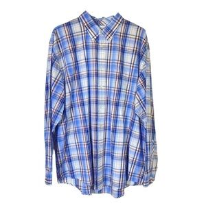 Arrow men's size XL blue plaid long sleeve cotton button down dress shirt